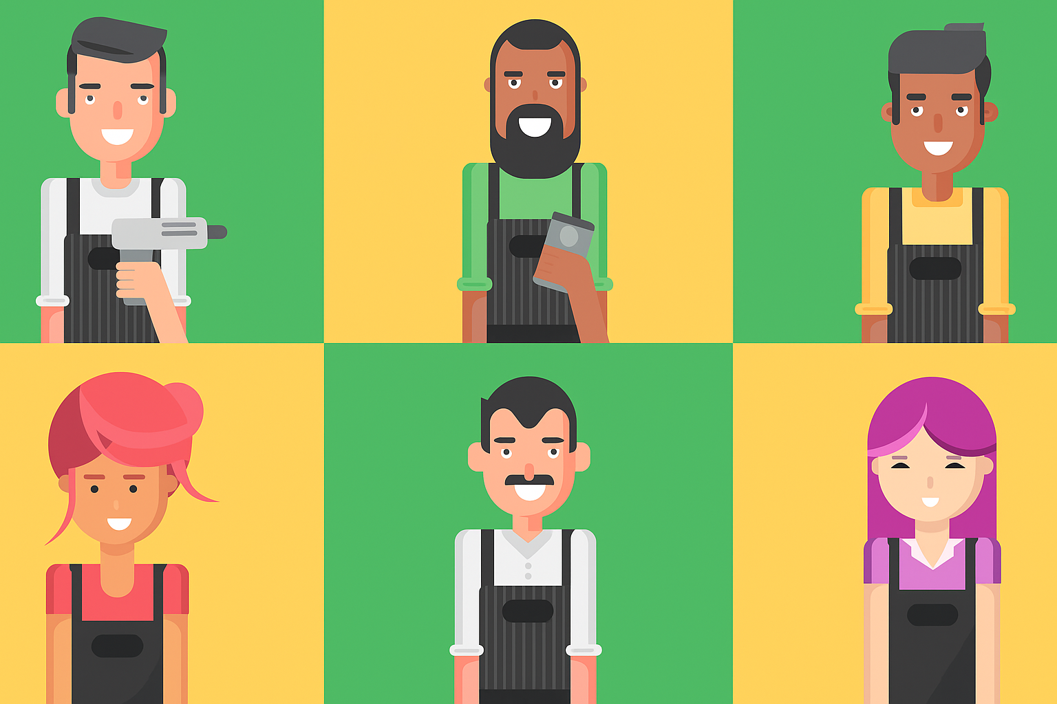 A collage of diverse portraits of hospitality professionals available on Stafred